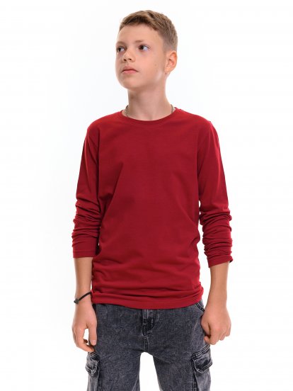 Elastyczna koszulka z długim rękawem bez nadruku dla chłopców