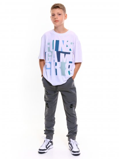 Oversize bavlnené tričko s potlačou chlapčenské