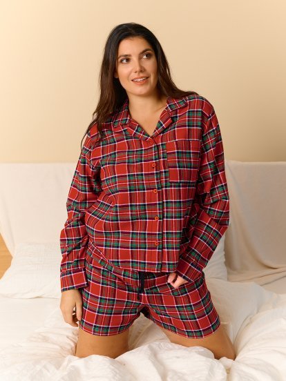 Карирани пижами шорти