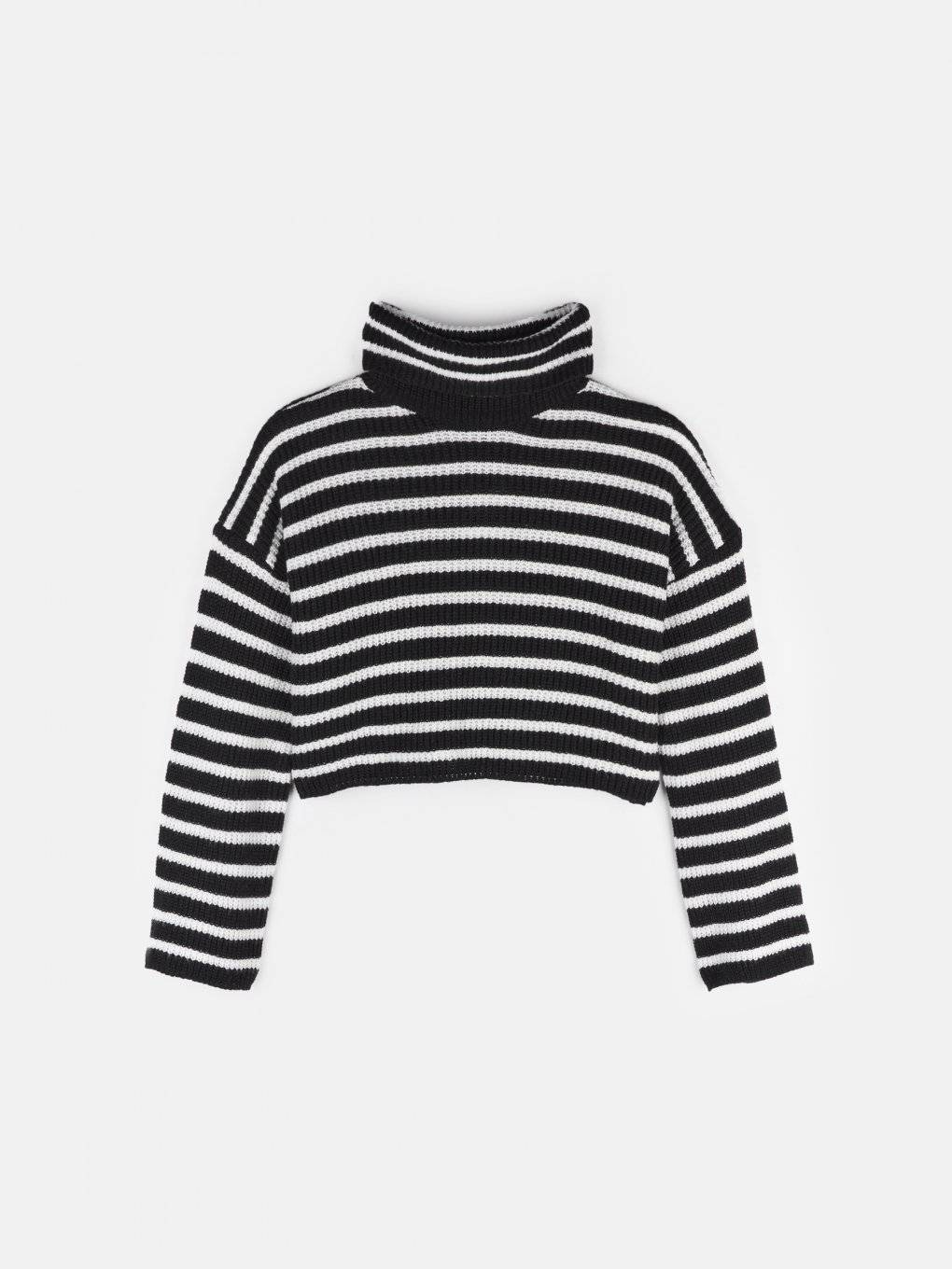 Striped cropped rollneck