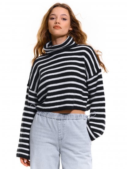 Striped cropped rollneck
