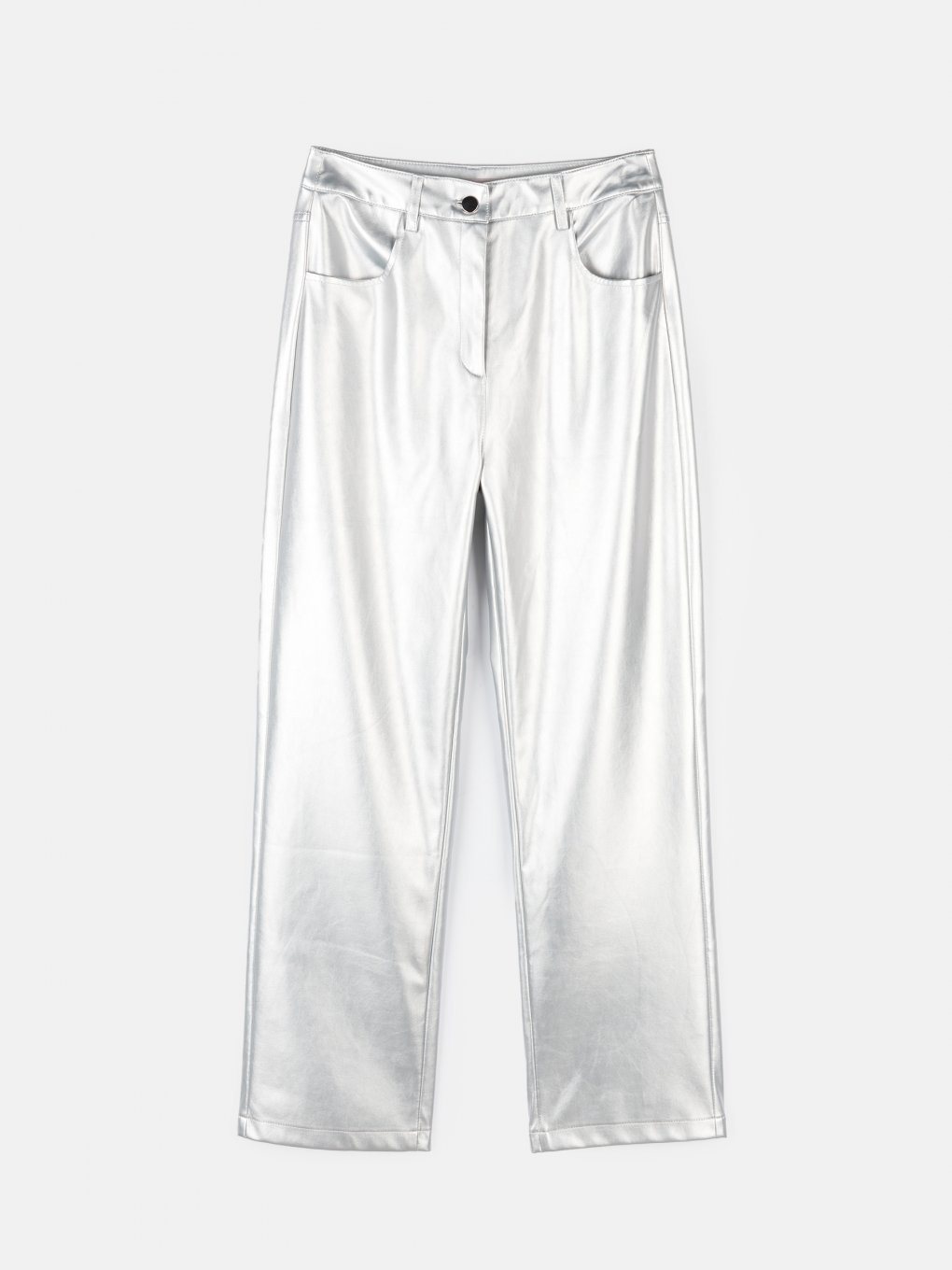 Metallic straight fit trousers