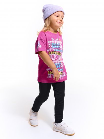 Oversize bavlněné tričko s potiskem dívčí