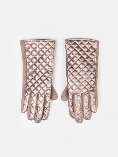 Quilted faux leather gloves