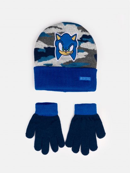 Set čepice a rukavice Sonic