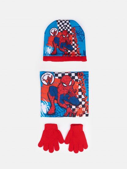 Zestaw czapka Spiderman, opaska na szyję i rękawiczki