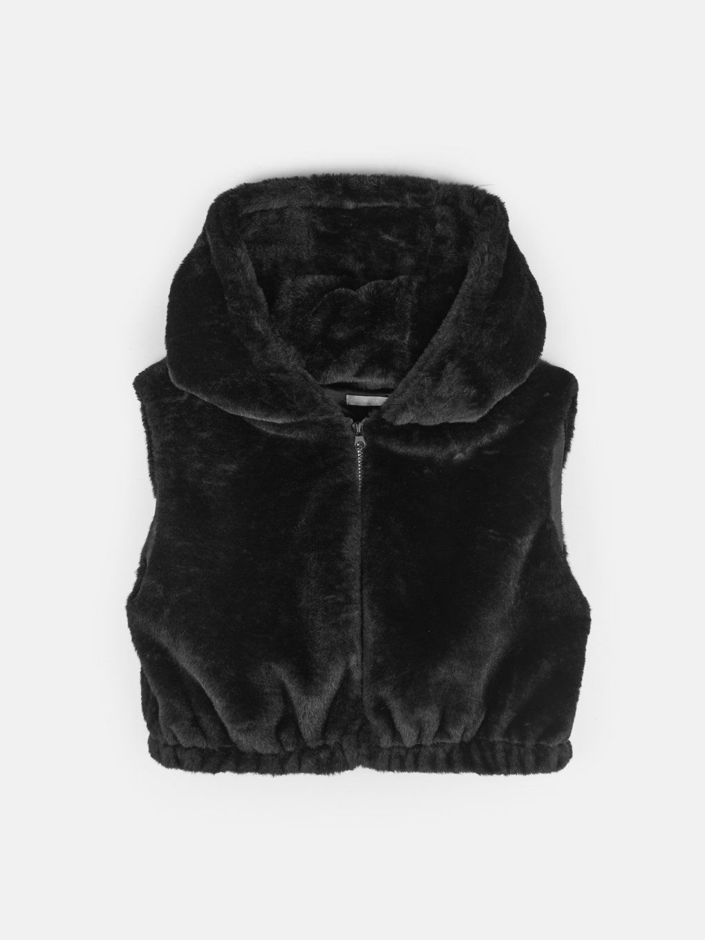 Faux fur vest with zipper