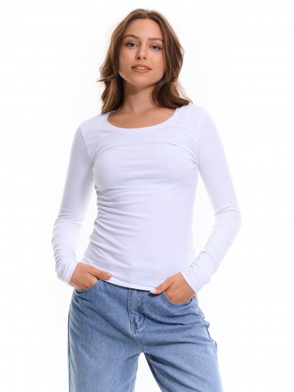 T-shirt basic z długimi rękawami dla kobiet