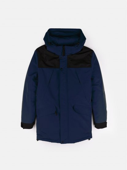 Padded winter parka with removable hood