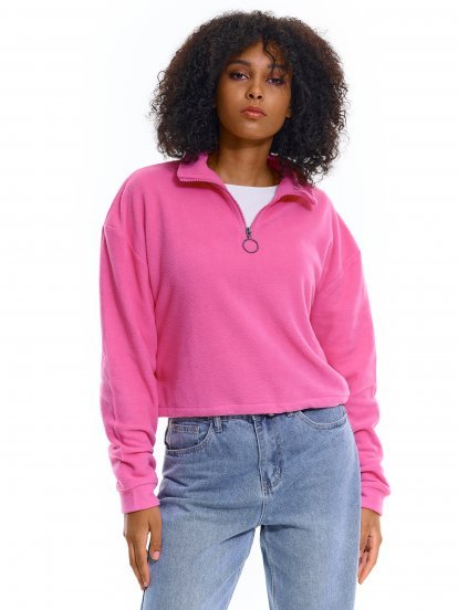 Cropped fleece sweatshirt