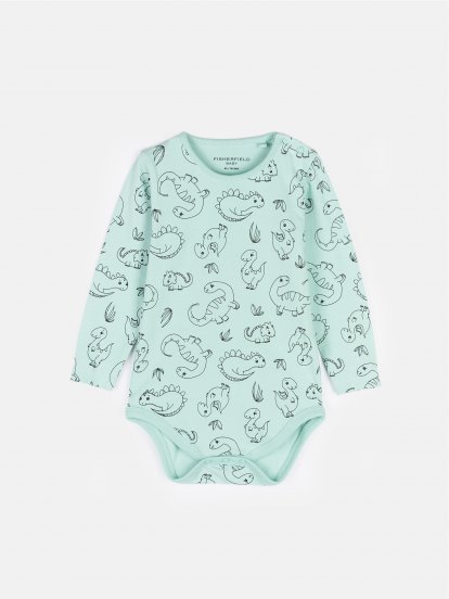 Cotton baby bodysuit with dino print