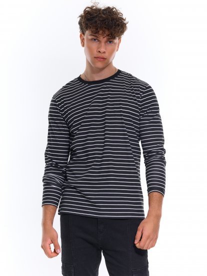 Cotton striped long sleeve  t-shirt