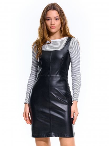 Ladies faux leather mini dress