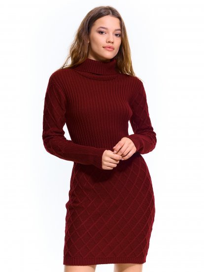 Ladies roll neck knitted dress