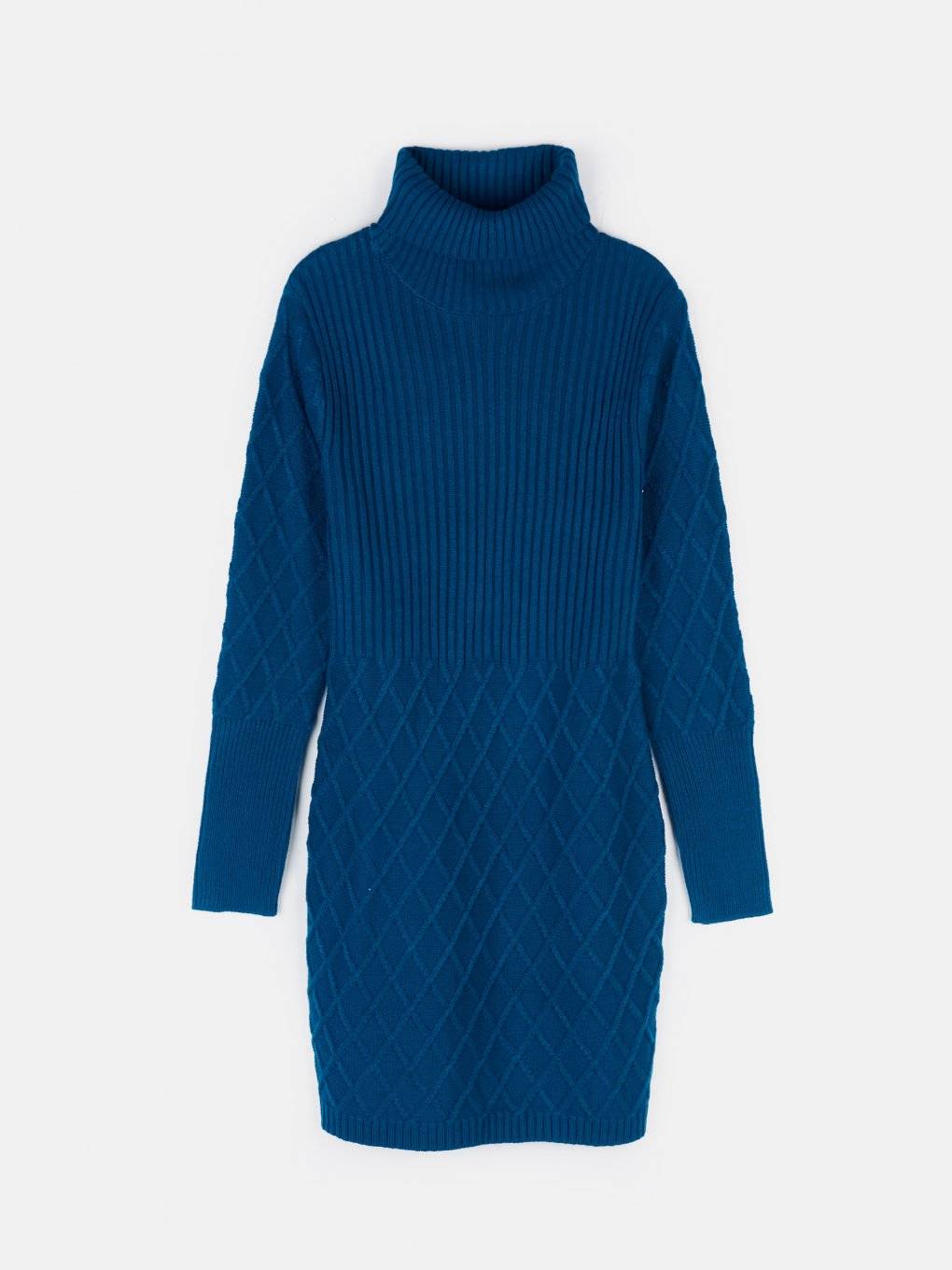 Ladies roll neck knitted dress