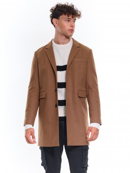 Plain coat in wool blend
