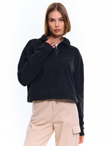 Cropped fleece sweatshirt