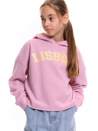 Oversize hoodie with glitter print