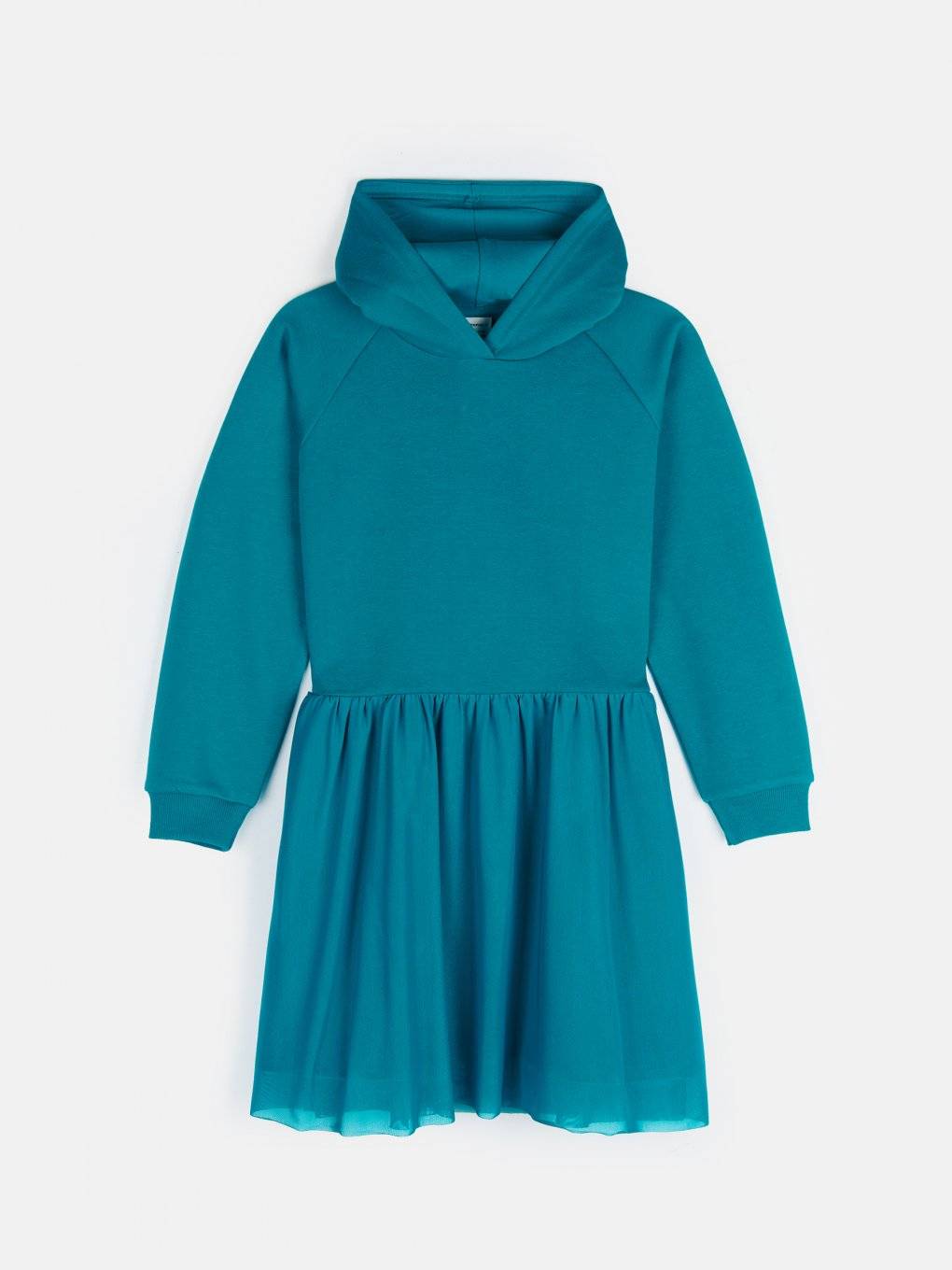 Longline hoodie with tulle ruffle
