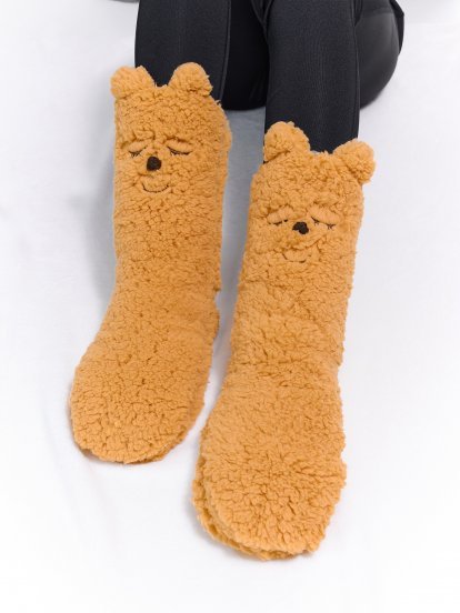 Teddy protiskluzové ponožky s oušky