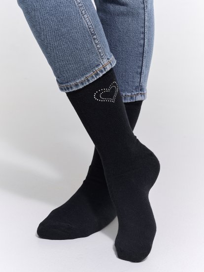 Vysoké ponožky s kamínkovou aplikací