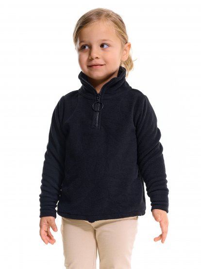 Short fleece sweatshirt with zipper