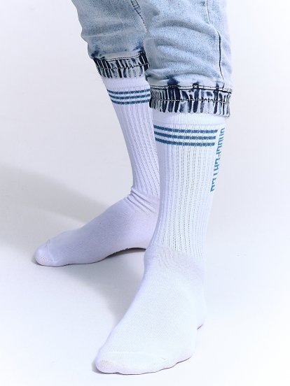 2 pack of ribbed socks with slogan