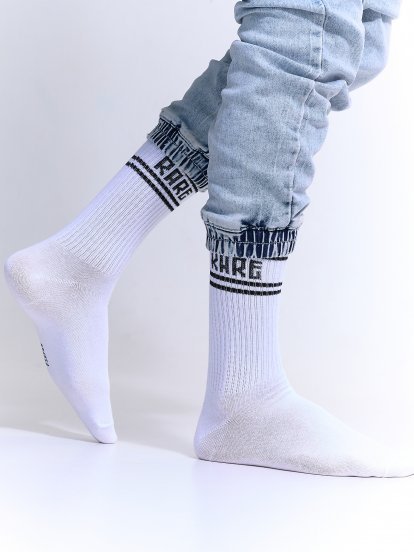 2 pack of ribbed socks with slogan