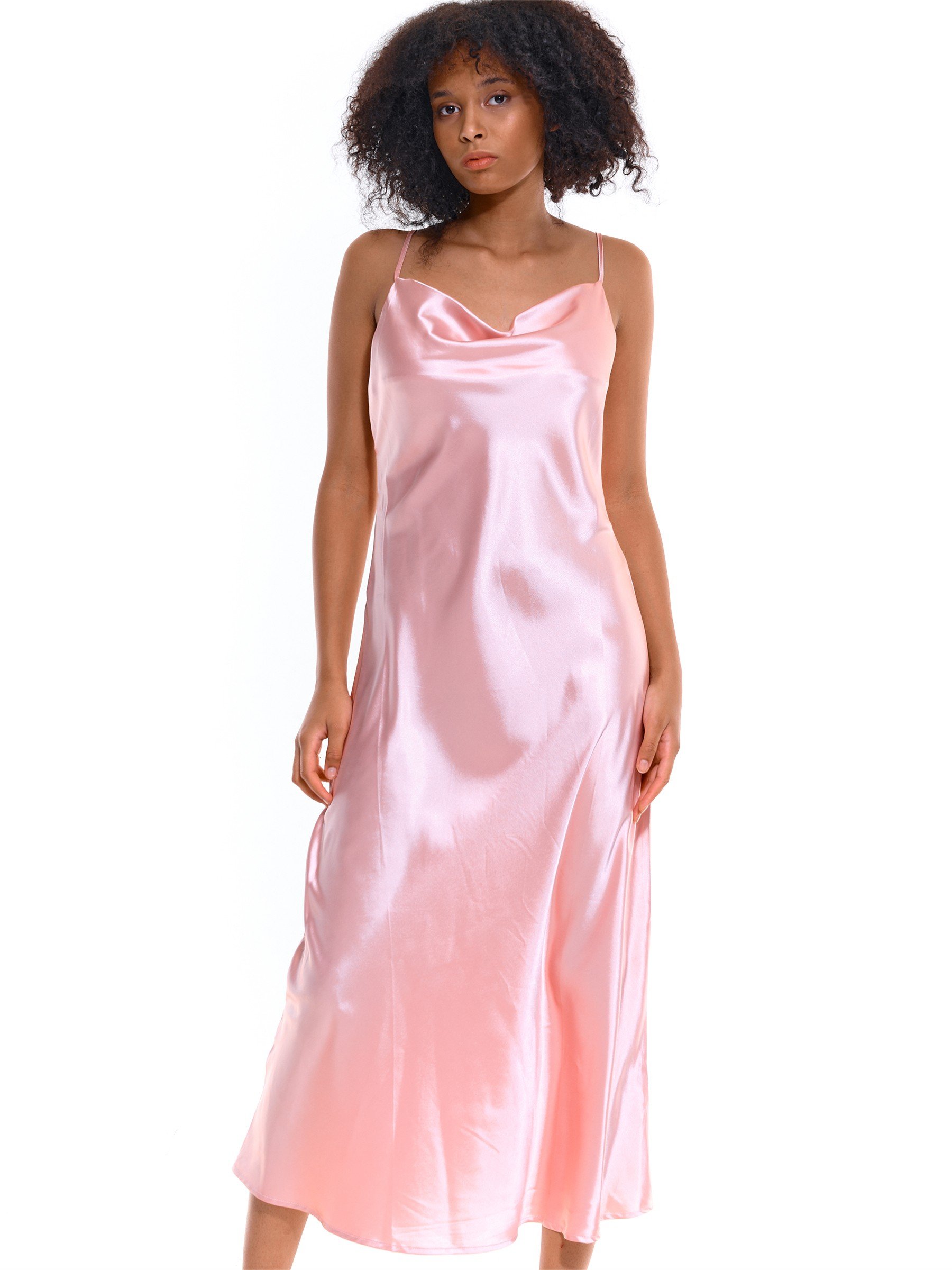 Light pink silk slip on sale dress