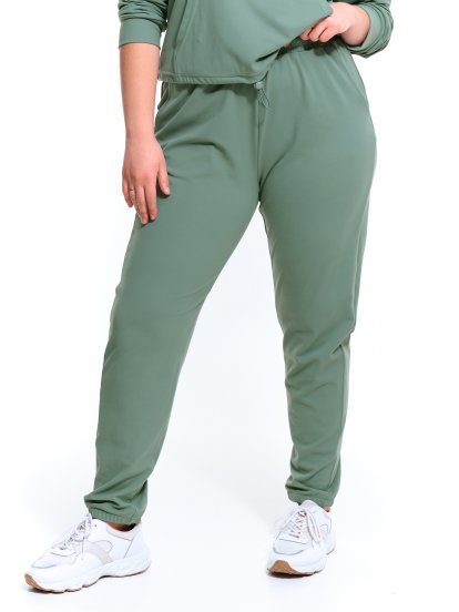 Damskie spodnie dresowe typu jogger z kieszeniami w jednolitym kolorze