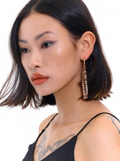 Long metallic earrings