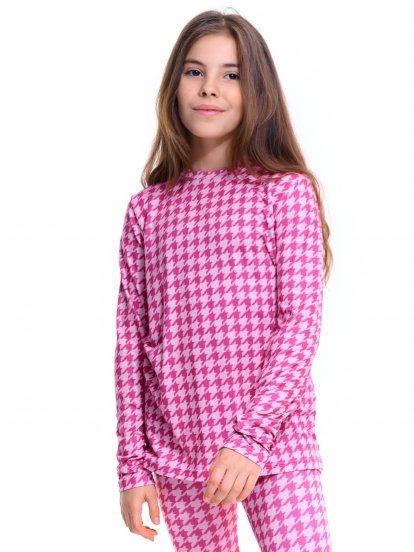 Houndstooth long sleeve t-shirt