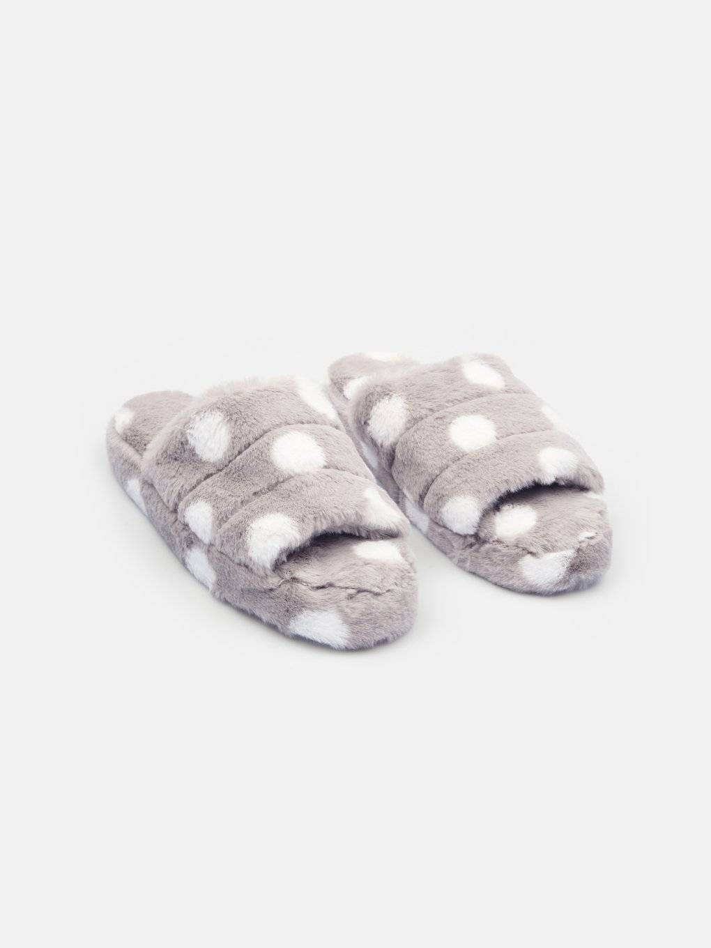 Faux-fur slippers with dots