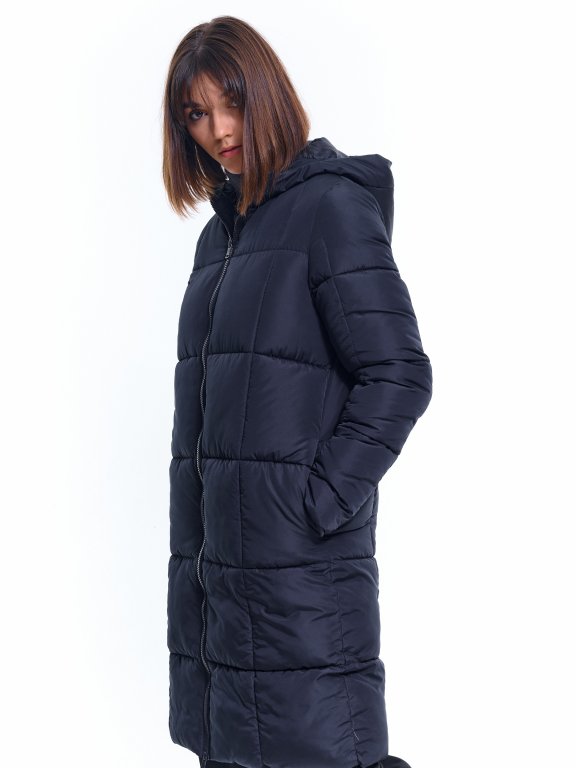 Long quilted winter jacket