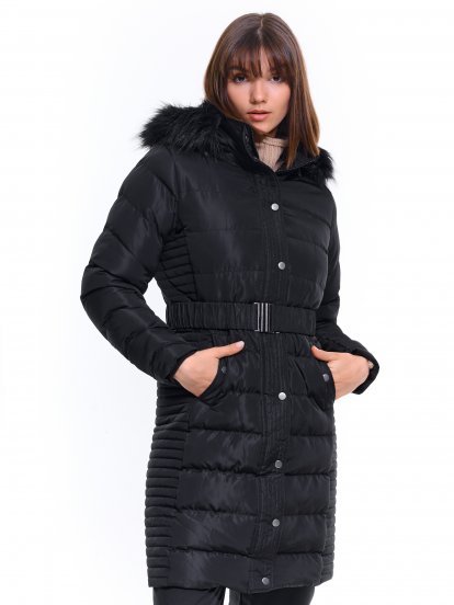 Quilted witer jacket with belt