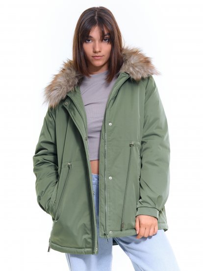 Winter parka with artificial fur