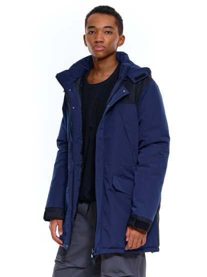 Padded winter parka with removable hood