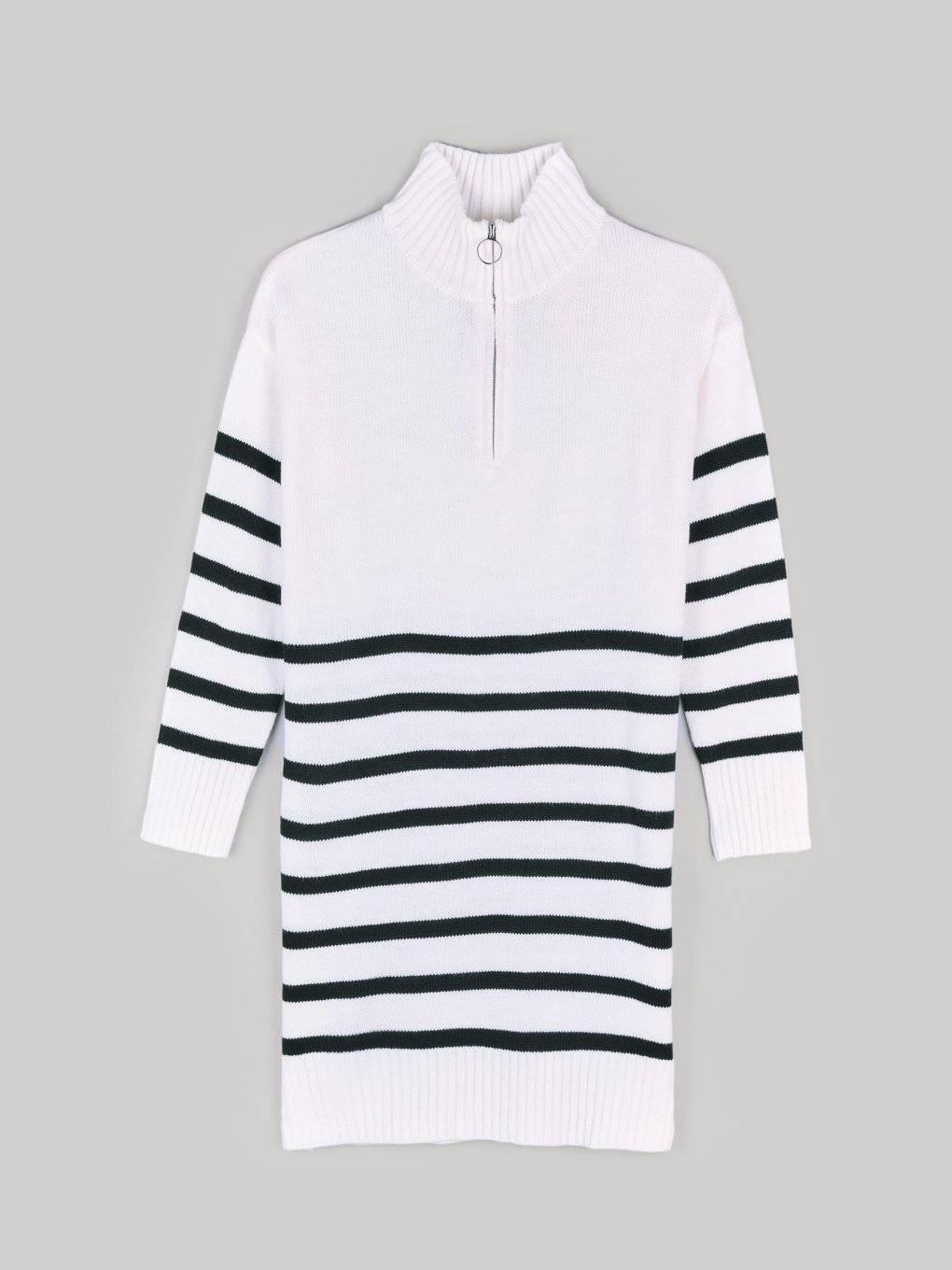 Striped knitted dress with zipper
