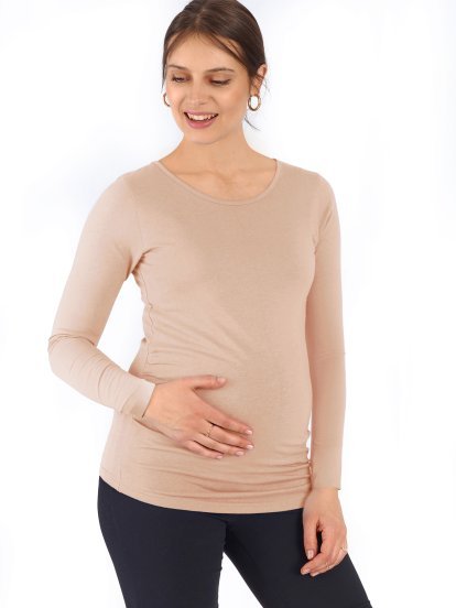 Klasyczny damski T-shirt ciążowy z długim rękawem