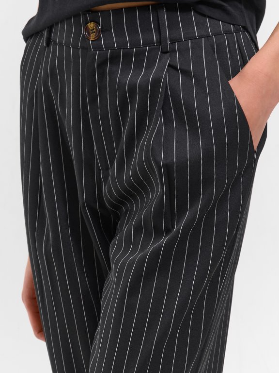 Wide leg striped pants