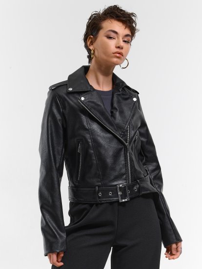 Biker faux leather jacket