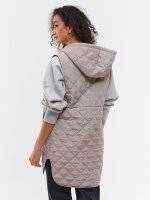 Long quilted vest with hood