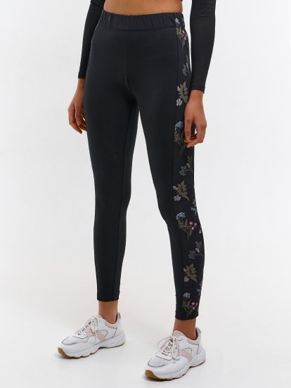 Cotton leggings with side panel