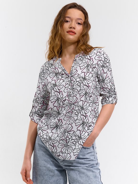 Ladies printed long sleeve blouse