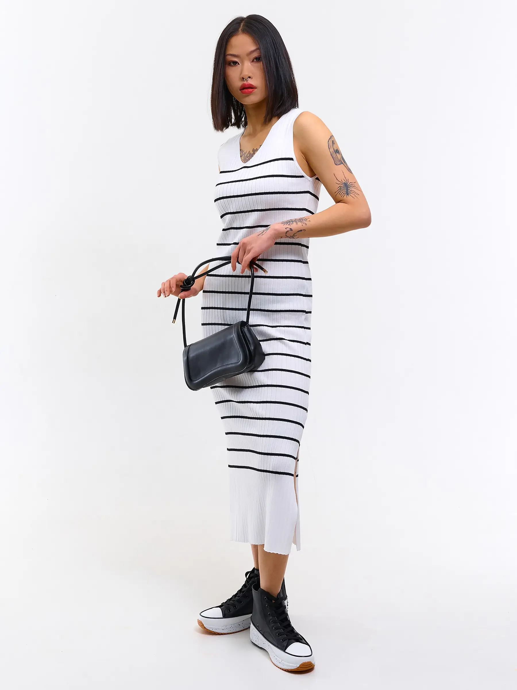 without ladies dress Ladies striped dress without sleeves