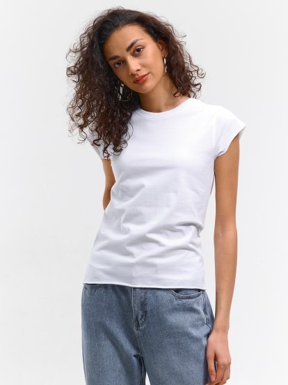 Raw edge cotton t-shirt