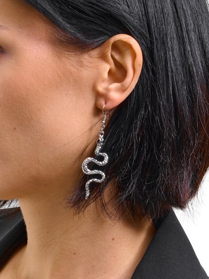 Earrings with snake design pendant