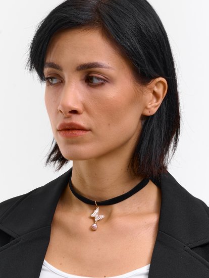Choker with butterfly pendant