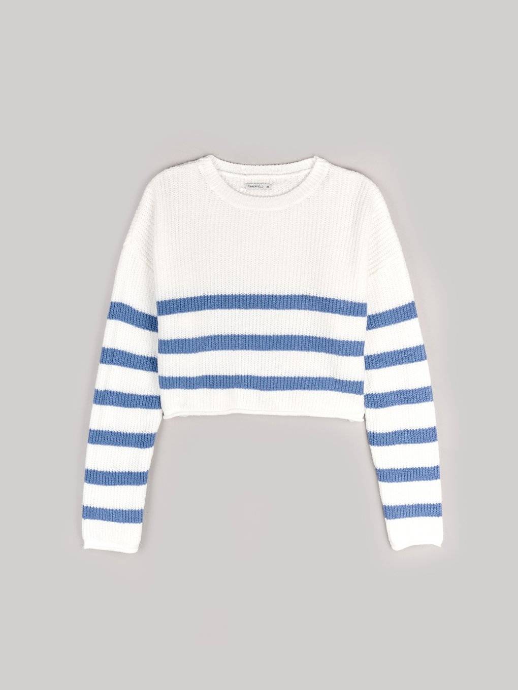 Krátký proužkový pulovr