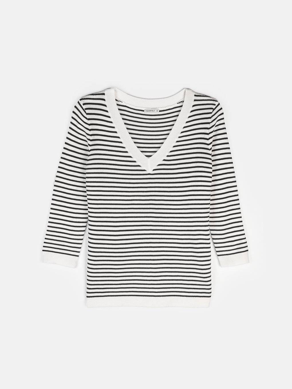Striped pullover with 3/4 sleeves